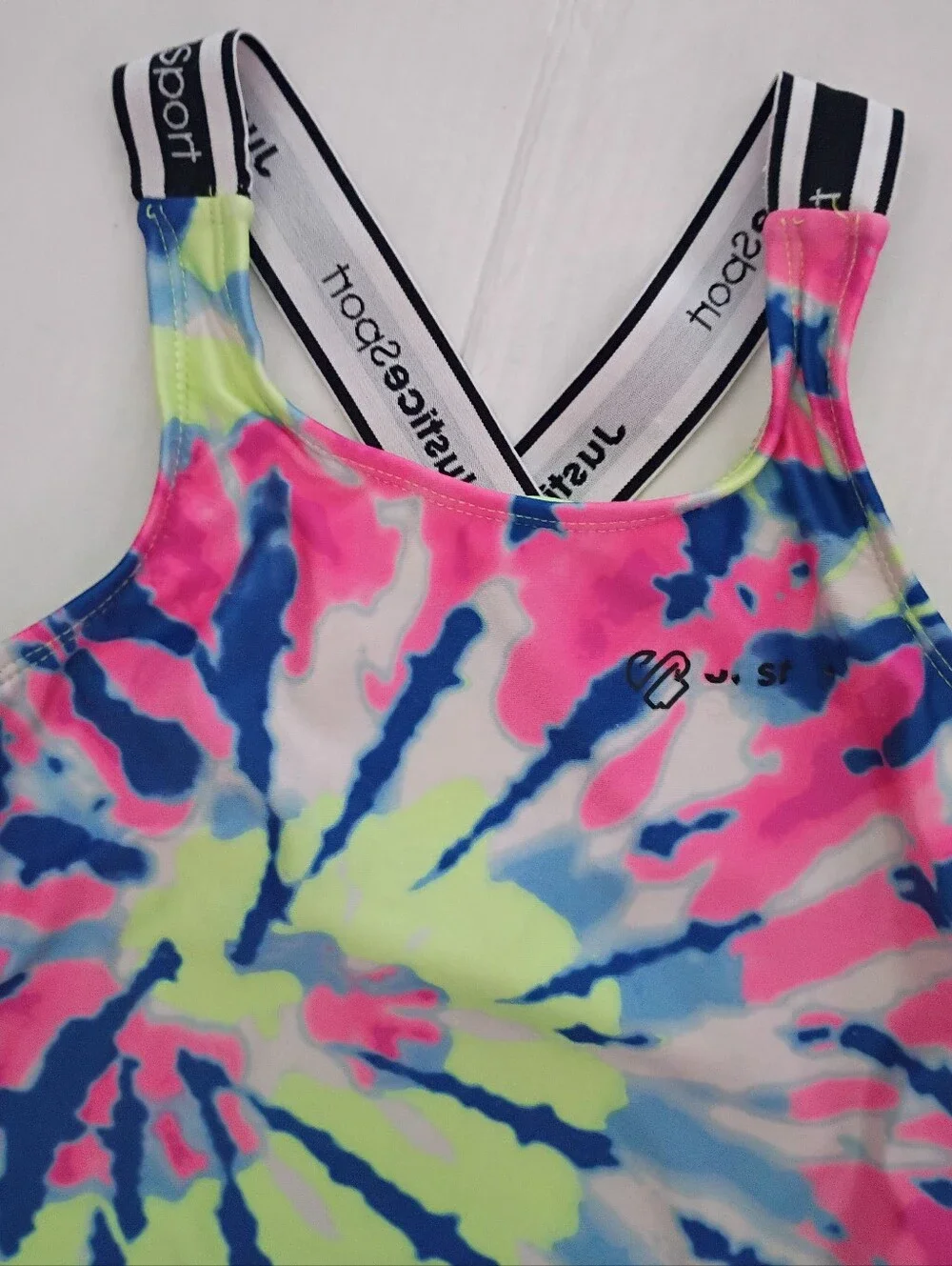 ❤️JUSTICE SPORT GIRLS SMALL 7/8 1 Piece Tie Dyed Swim Suit LN